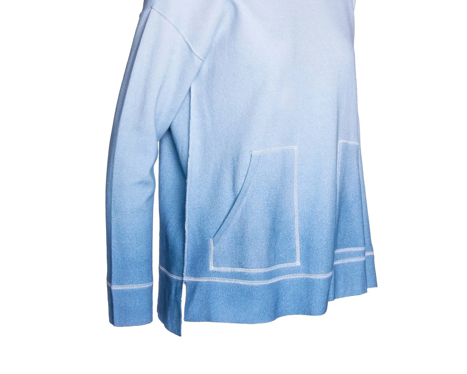 3/4 Sleeve Ombre Pullover In Aqua