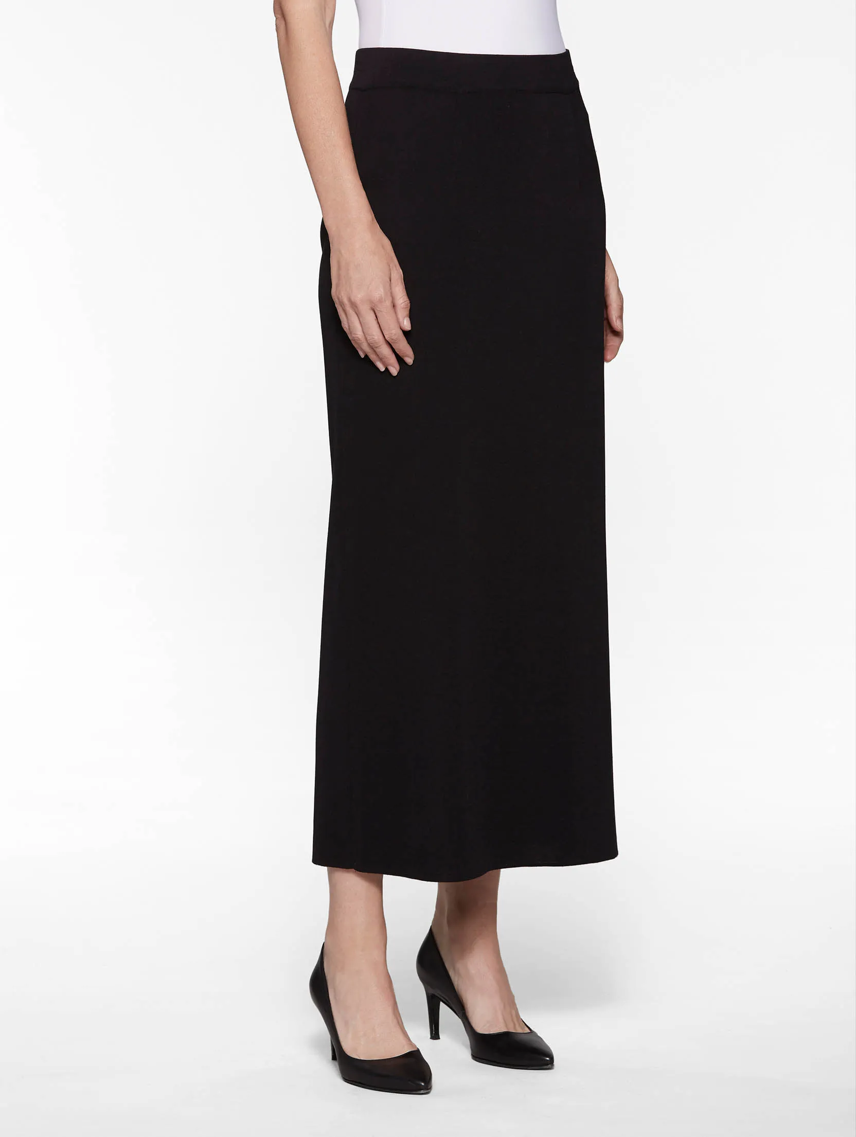36" Straight Knit Skirt, Black
