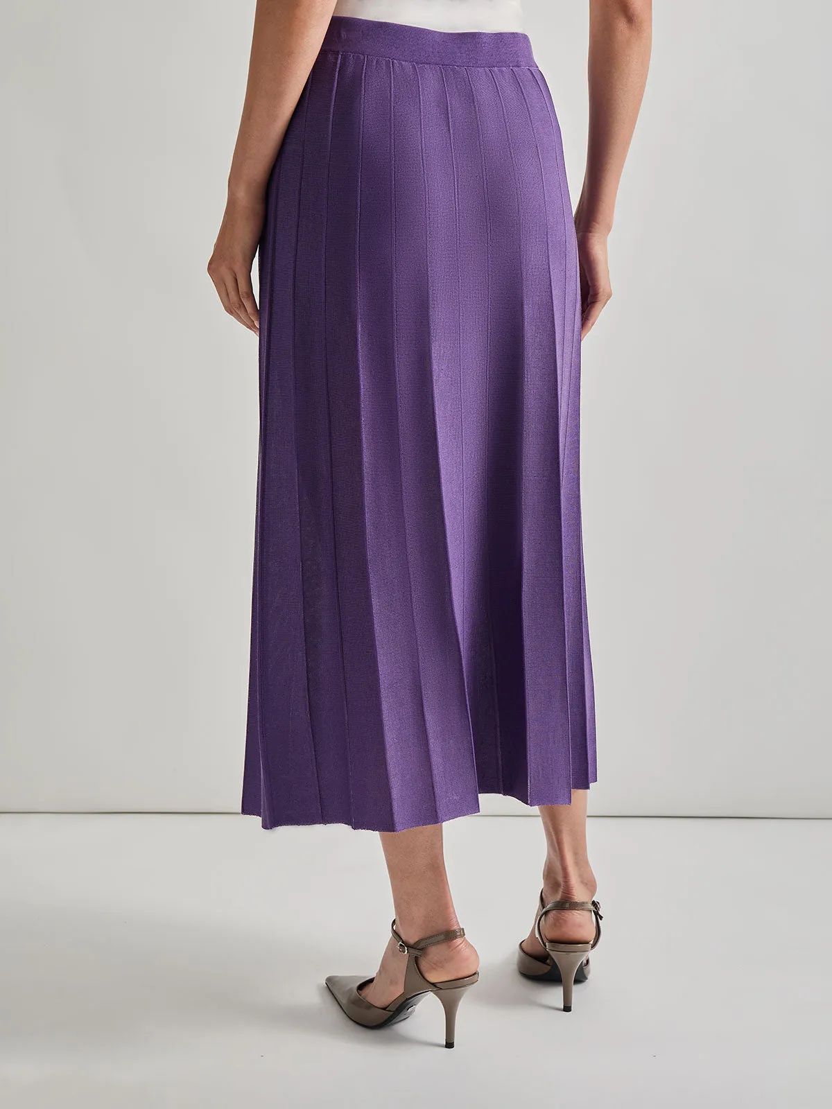 A-Line Tonal Spaced Rib Knit Maxi Skirt