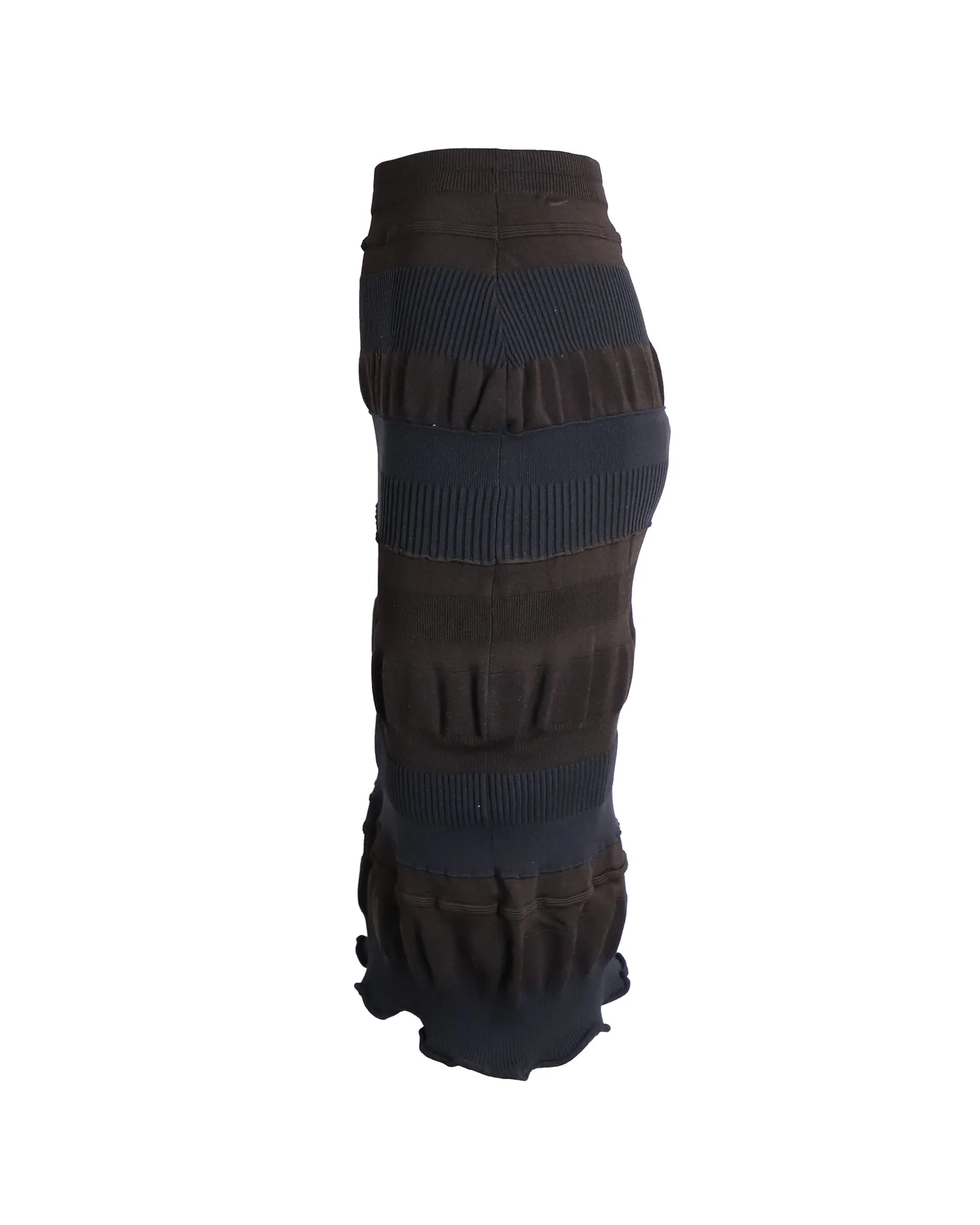 Acne Studios Two-Tone Tiered Ribbed Stretch-Jersey Skirt In Black Viscose
