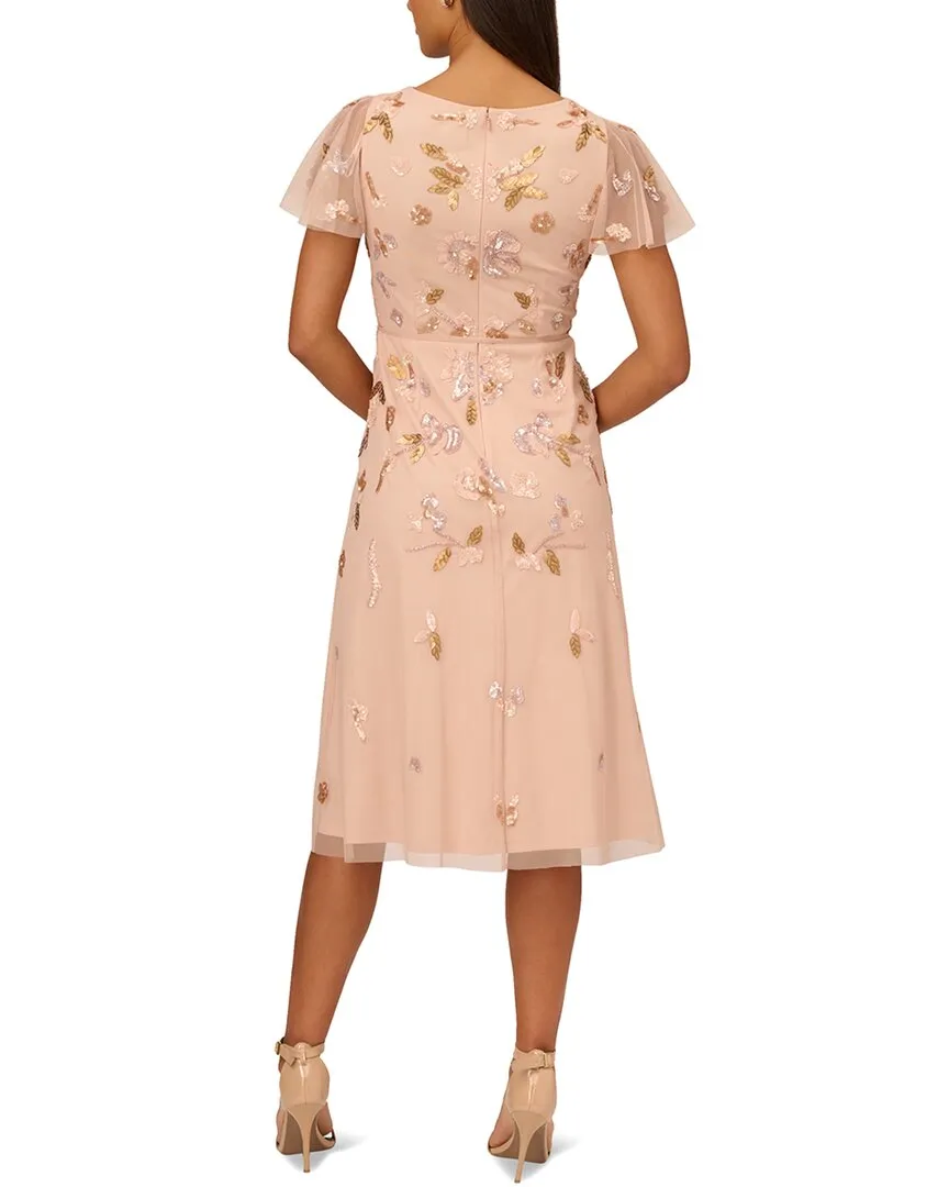 Adrianna Papell Faux Wrap Midi Dress