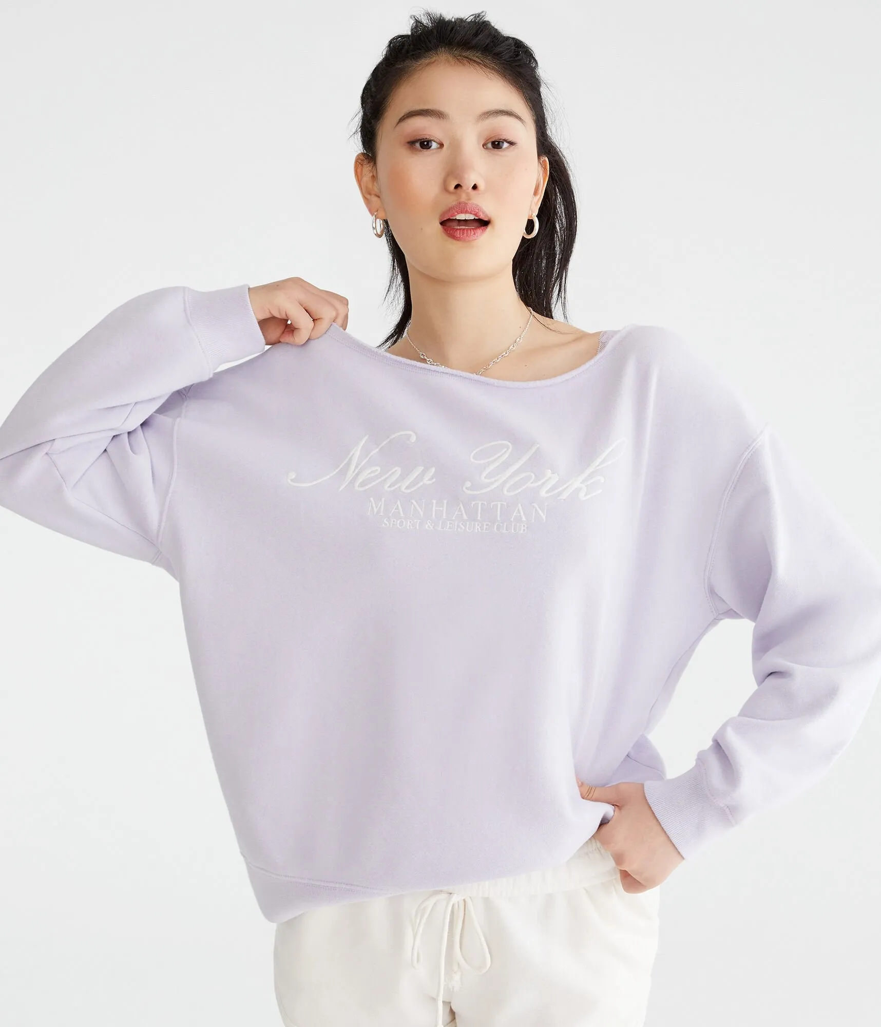 Aeropostale Manhattan Off-The-Shoulder Sweatshirt