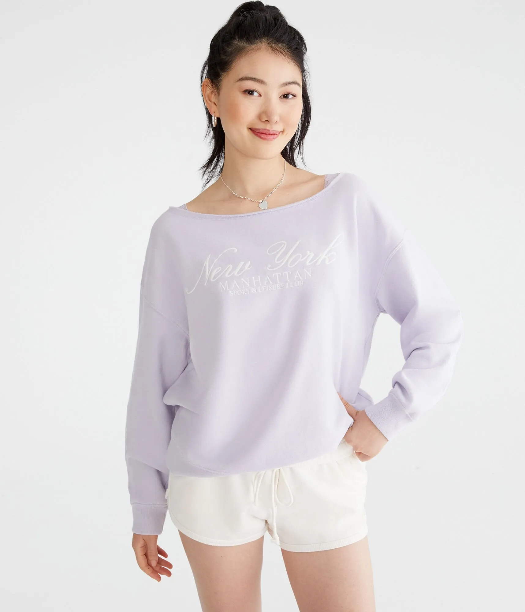 Aeropostale Manhattan Off-The-Shoulder Sweatshirt