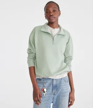 Aeropostale Solid Oversized Quarter-Zip Sweatshirt