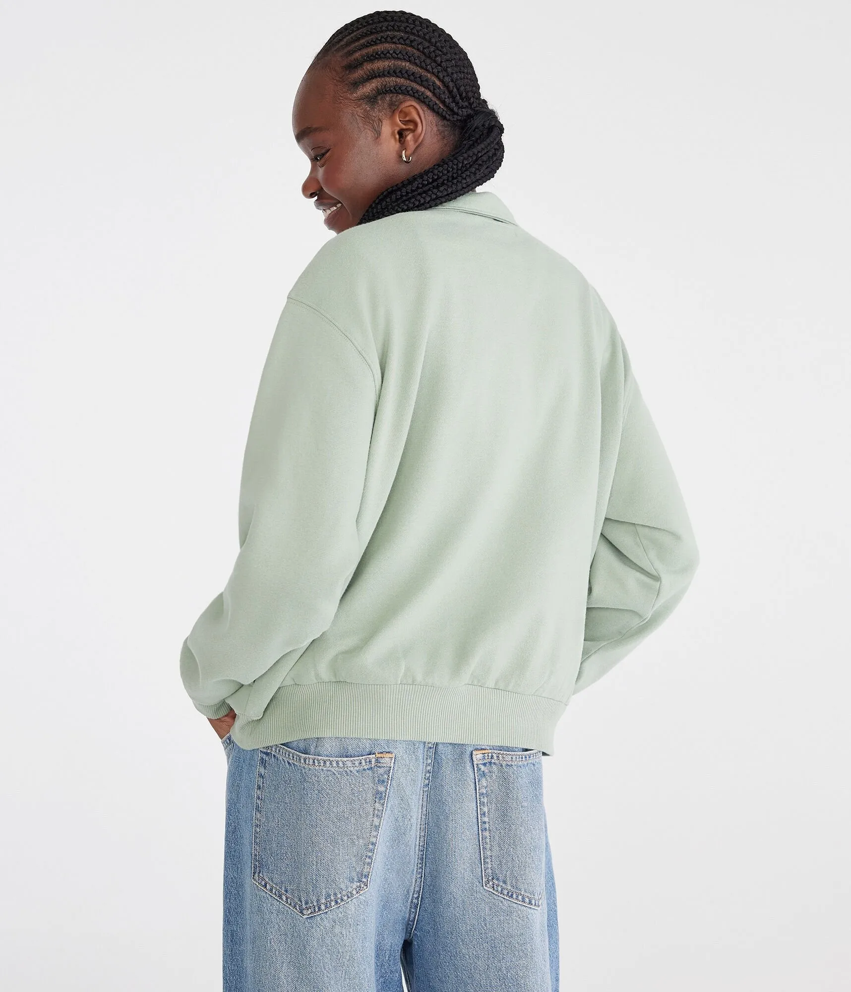 Aeropostale Solid Oversized Quarter-Zip Sweatshirt
