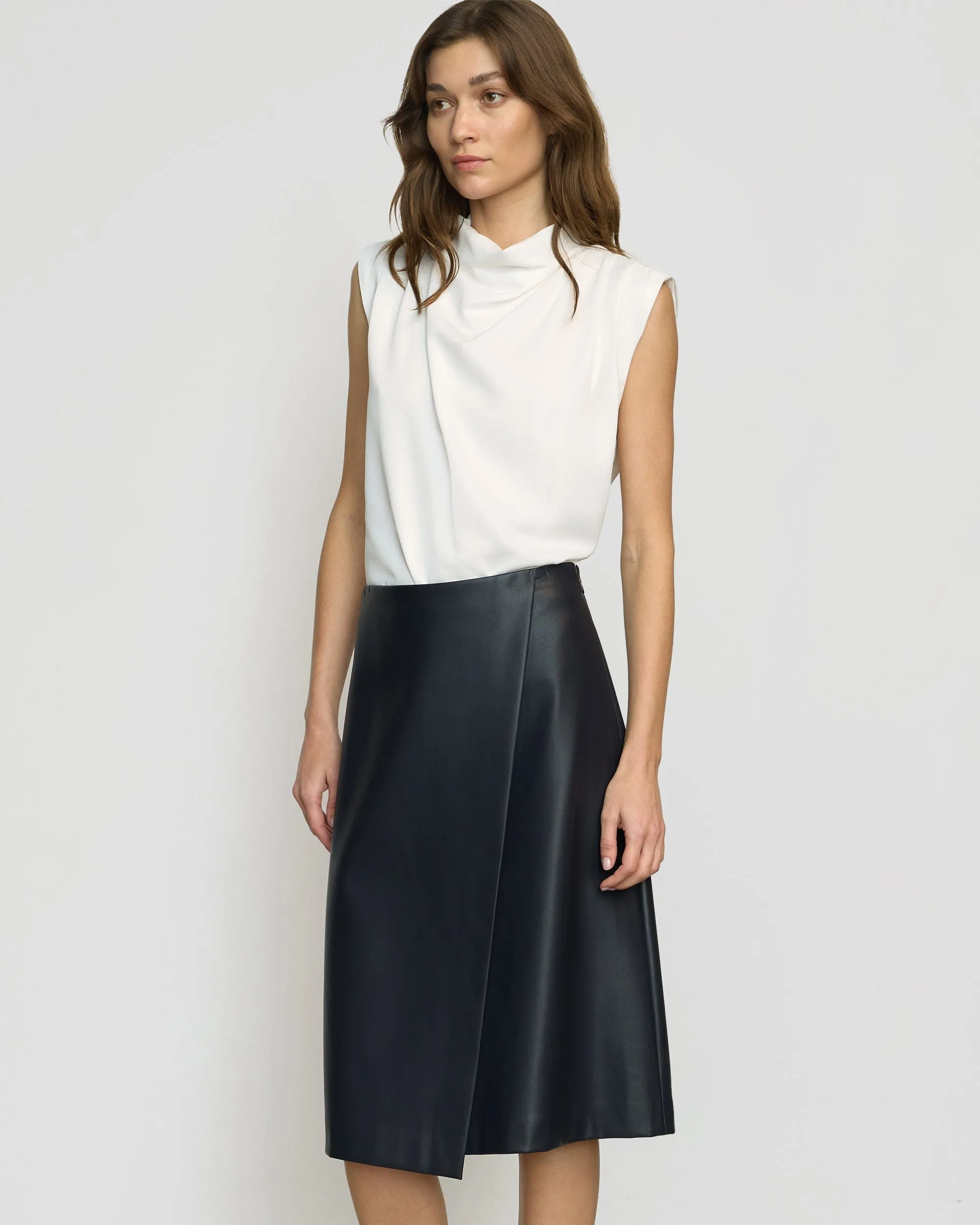 Alba Asymmetric Vegan Leather Skirt