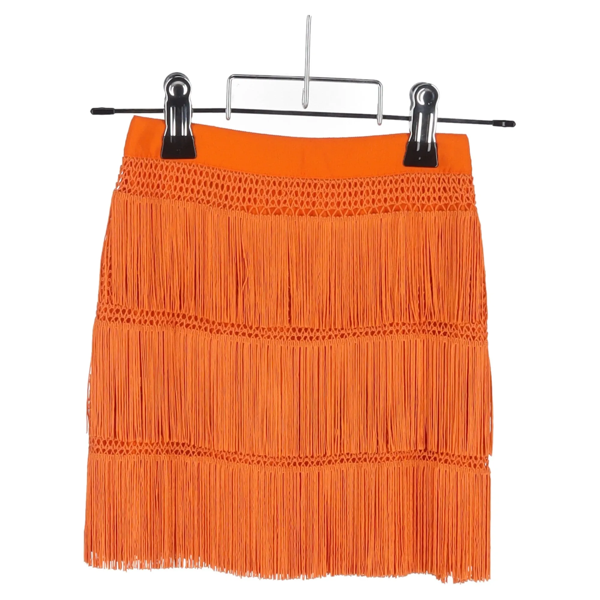 Alberta Ferretti Fringed Mini Skirt in Orange Acetate