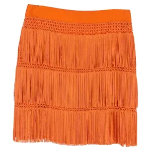 Alberta Ferretti Fringed Mini Skirt in Orange Acetate
