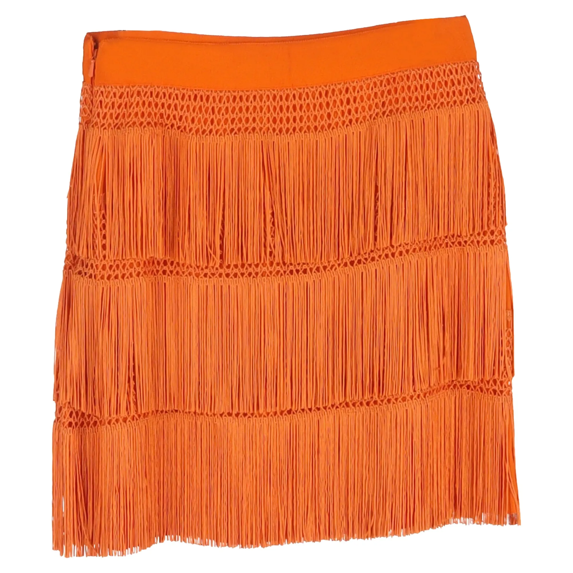 Alberta Ferretti Fringed Mini Skirt in Orange Acetate