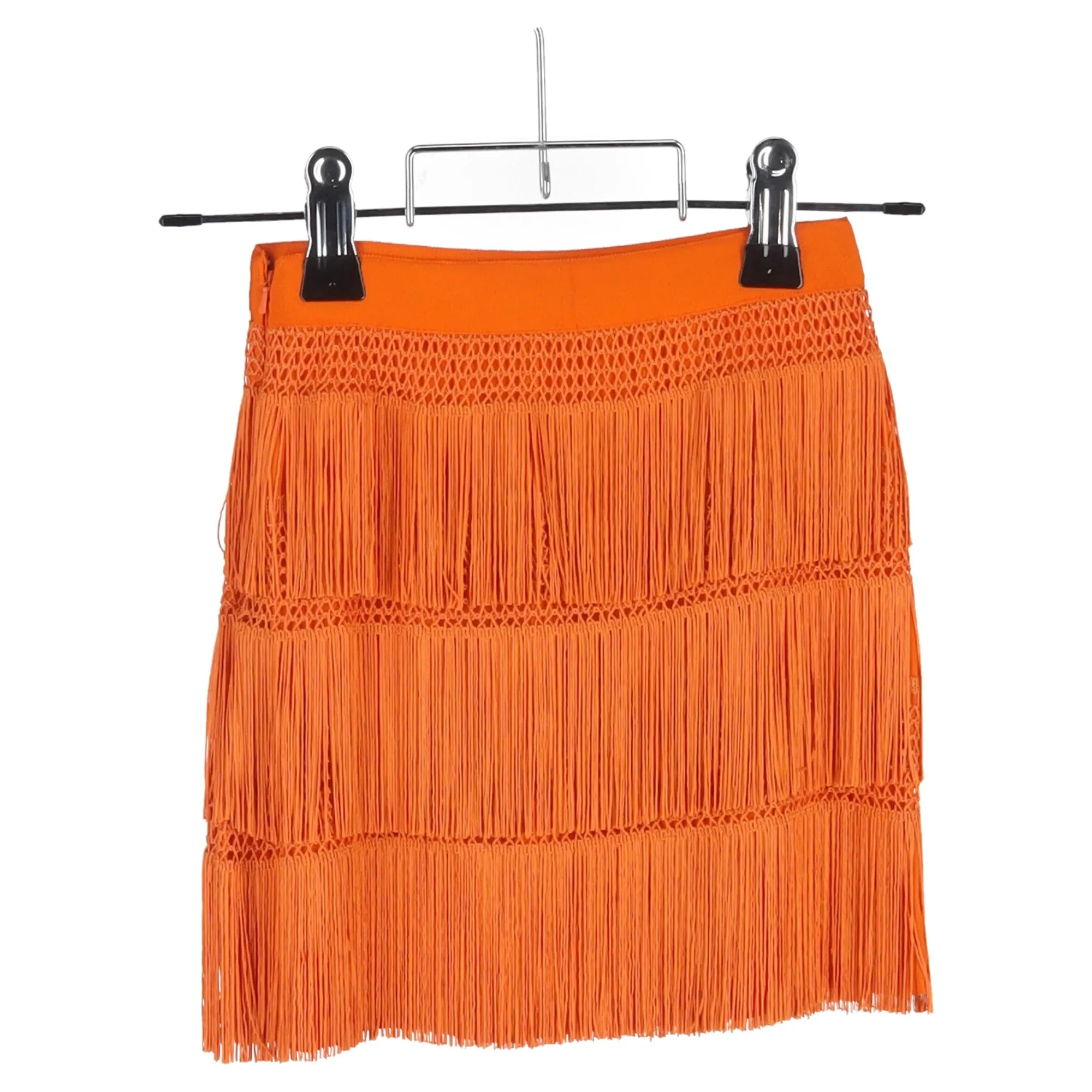 Alberta Ferretti Fringed Mini Skirt in Orange Acetate