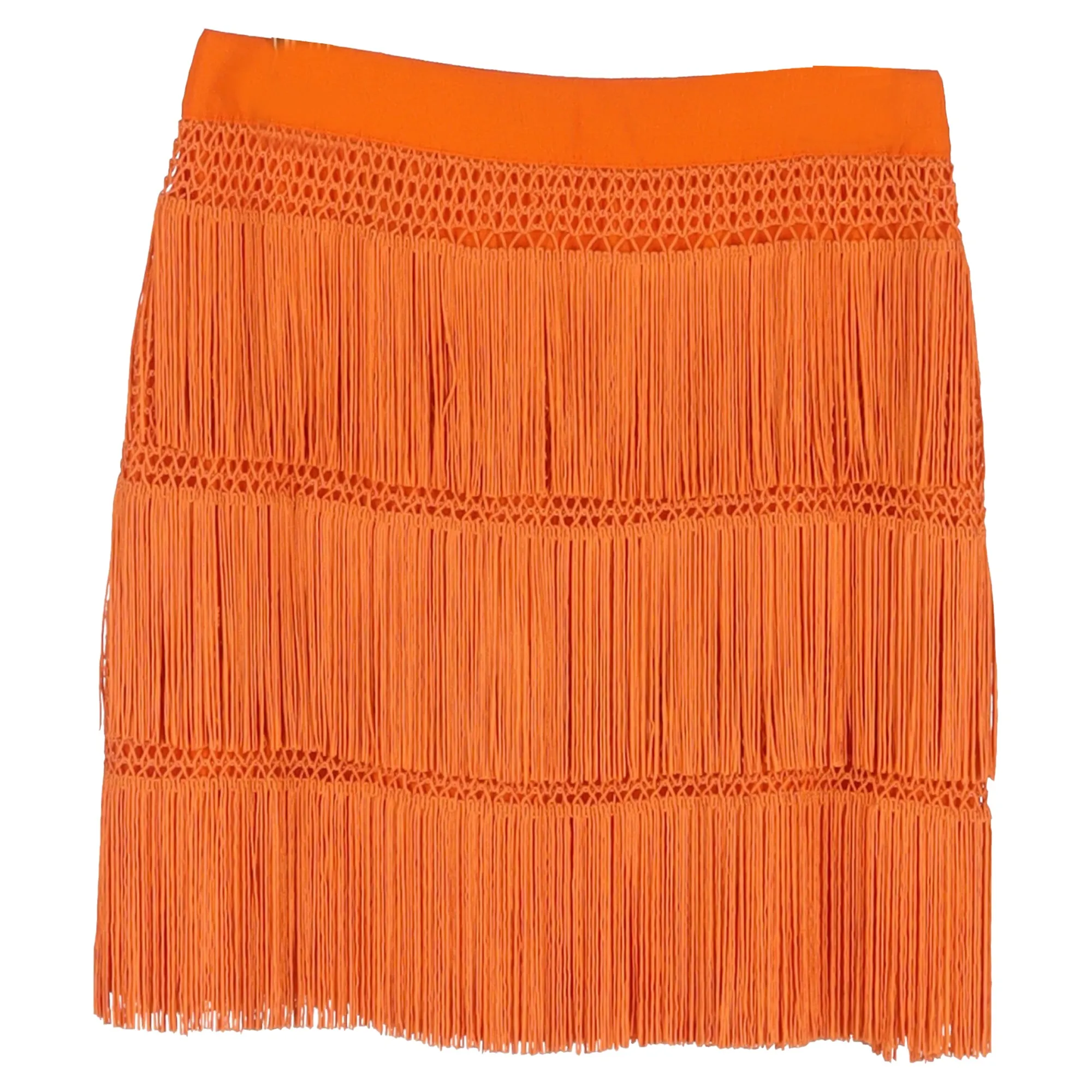 Alberta Ferretti Fringed Mini Skirt in Orange Acetate