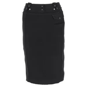 Altuzarra Waistband Detail Midi Pencil Skirt in Black Polyester