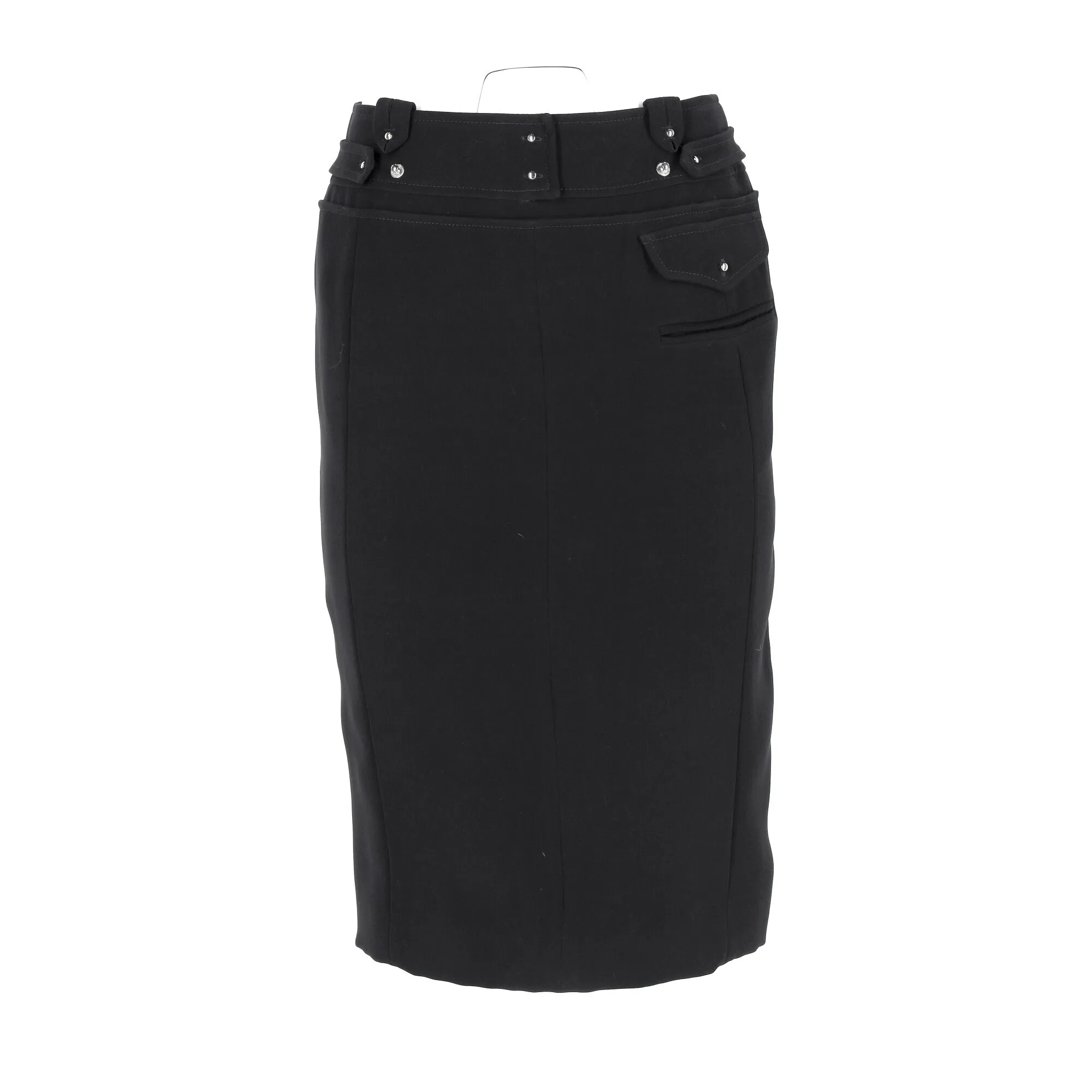 Altuzarra Waistband Detail Midi Pencil Skirt in Black Polyester
