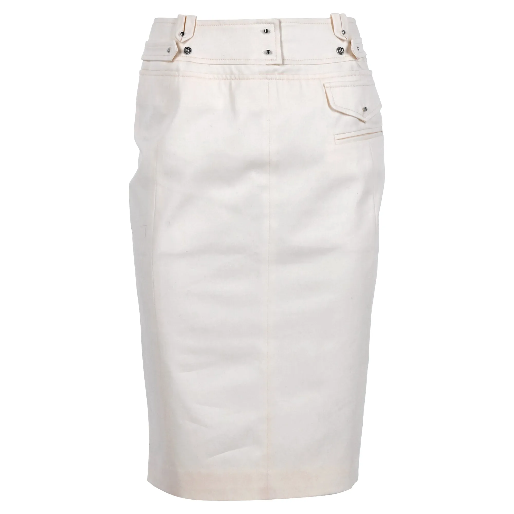 Altuzarra Waistband Detail Midi Pencil Skirt in White Cotton