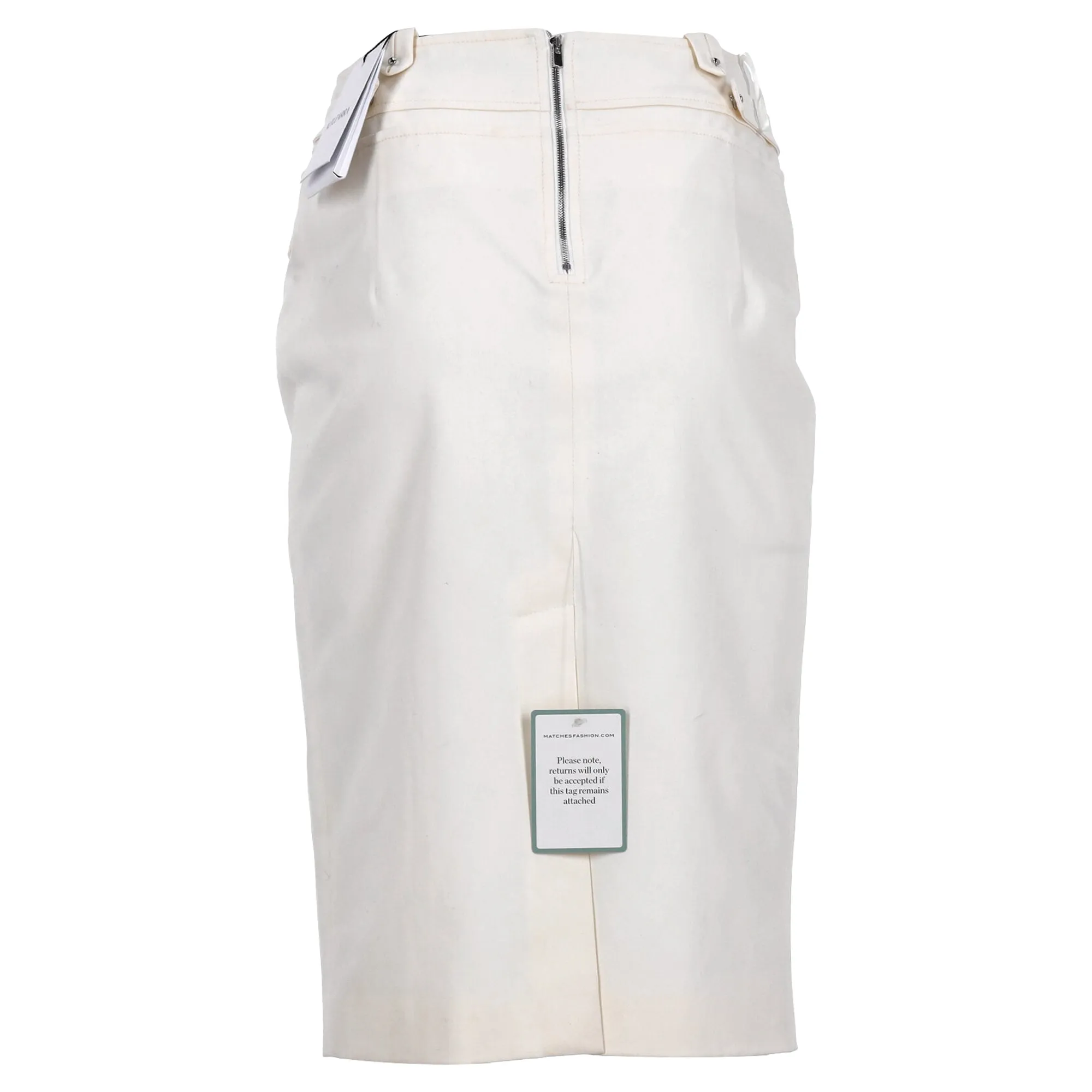 Altuzarra Waistband Detail Midi Pencil Skirt in White Cotton