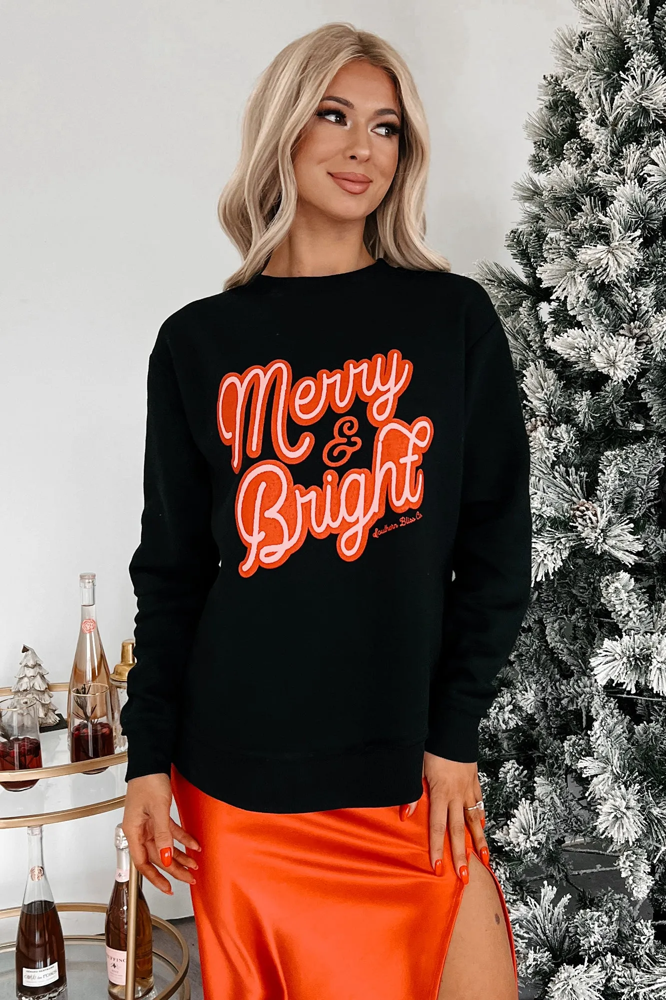 Always "Merry And Bright" Graphic Sweatshirt (Black)