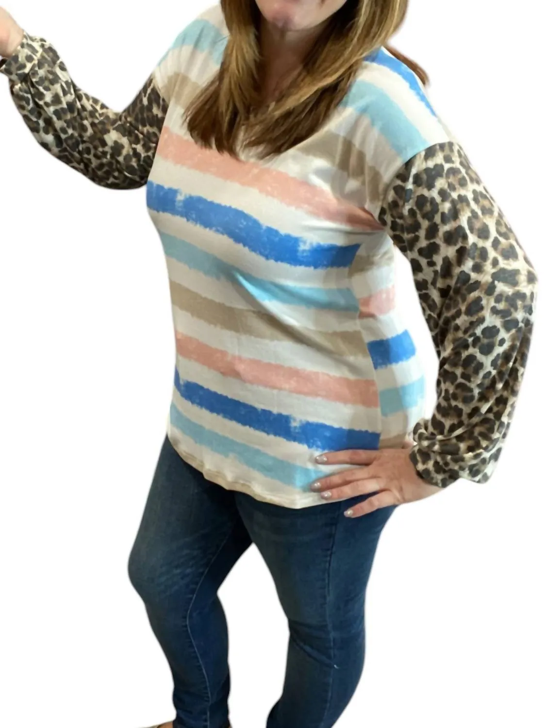 Animal Stripes Dream Top In Multi Color