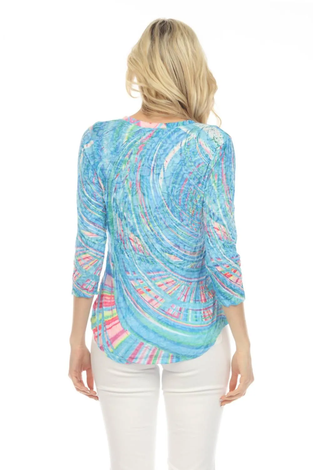 Aurora Swirl V-Neck Top In Blue