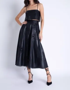 Ava Vegan Leather Skirt In Black