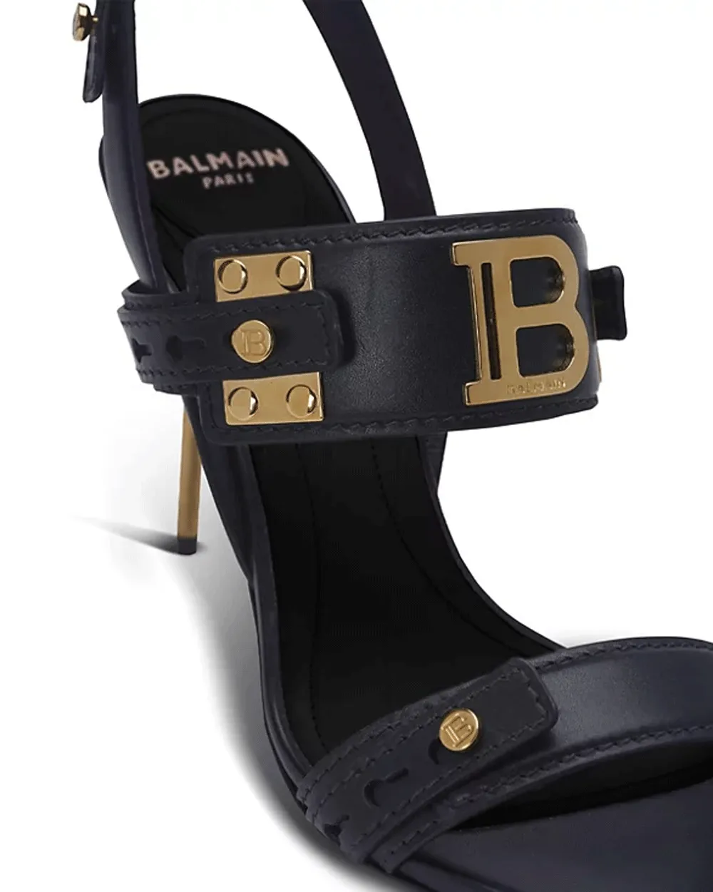 B-Buzz Leather Sandal in Noir and Gold