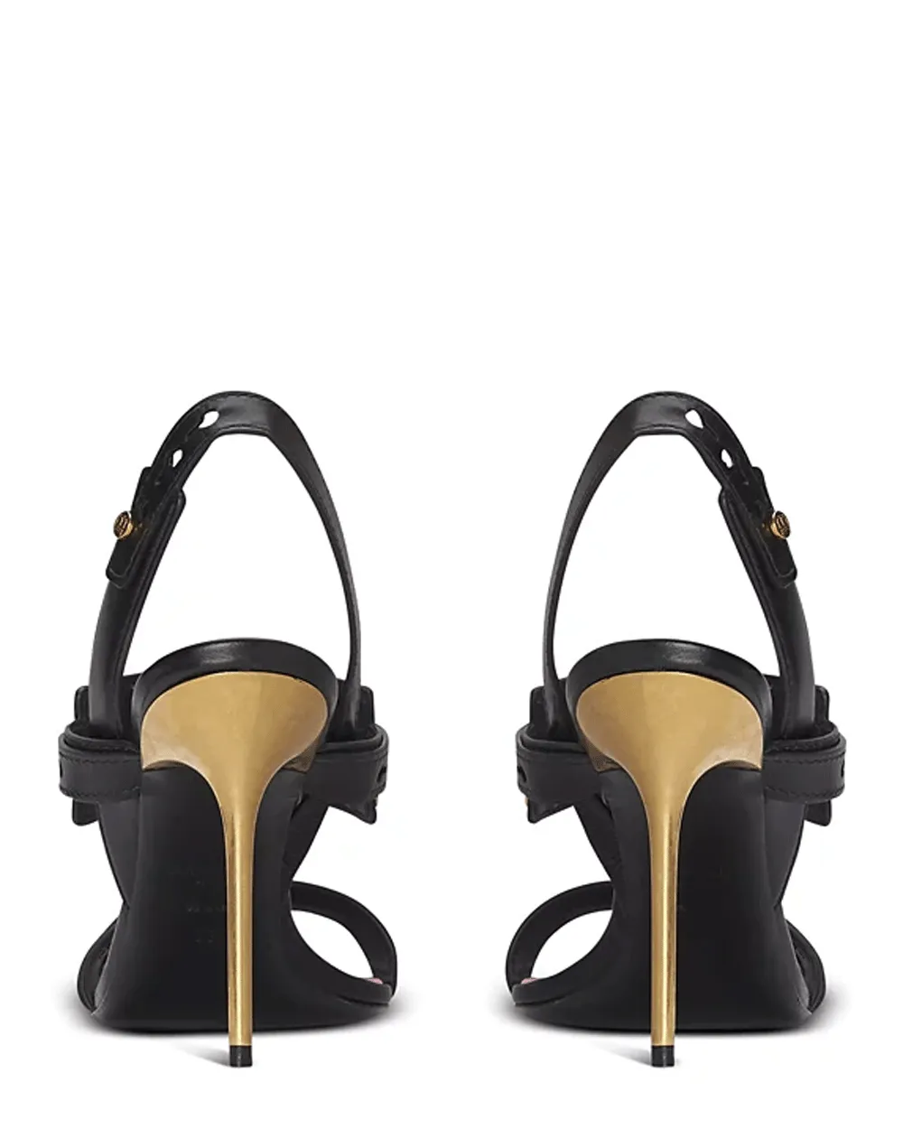 B-Buzz Leather Sandal in Noir and Gold