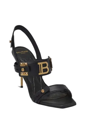 B-Buzz Leather Sandal in Noir and Gold
