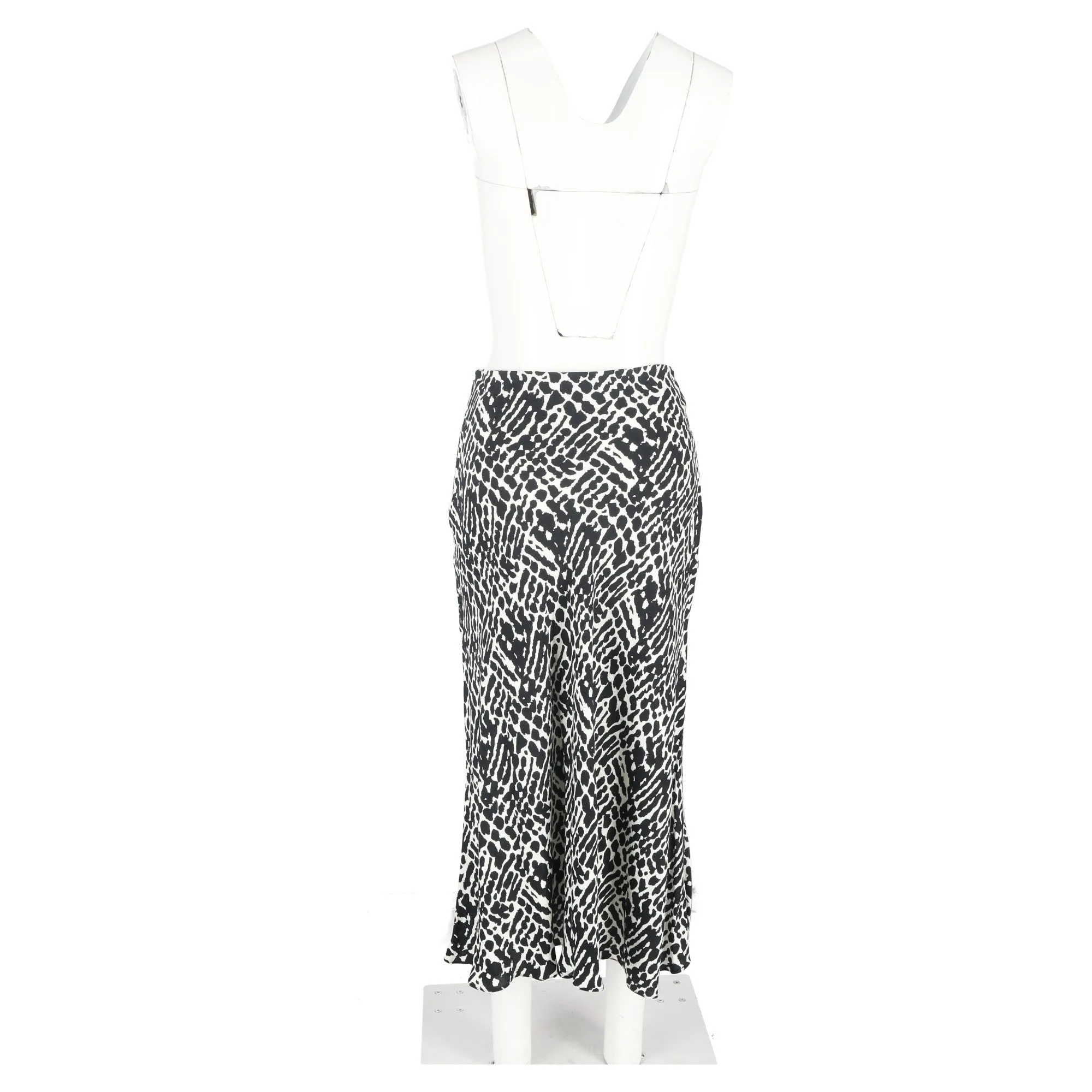 Ba&Sh Oddy Printed Midi Skirt in Black and White Viscose