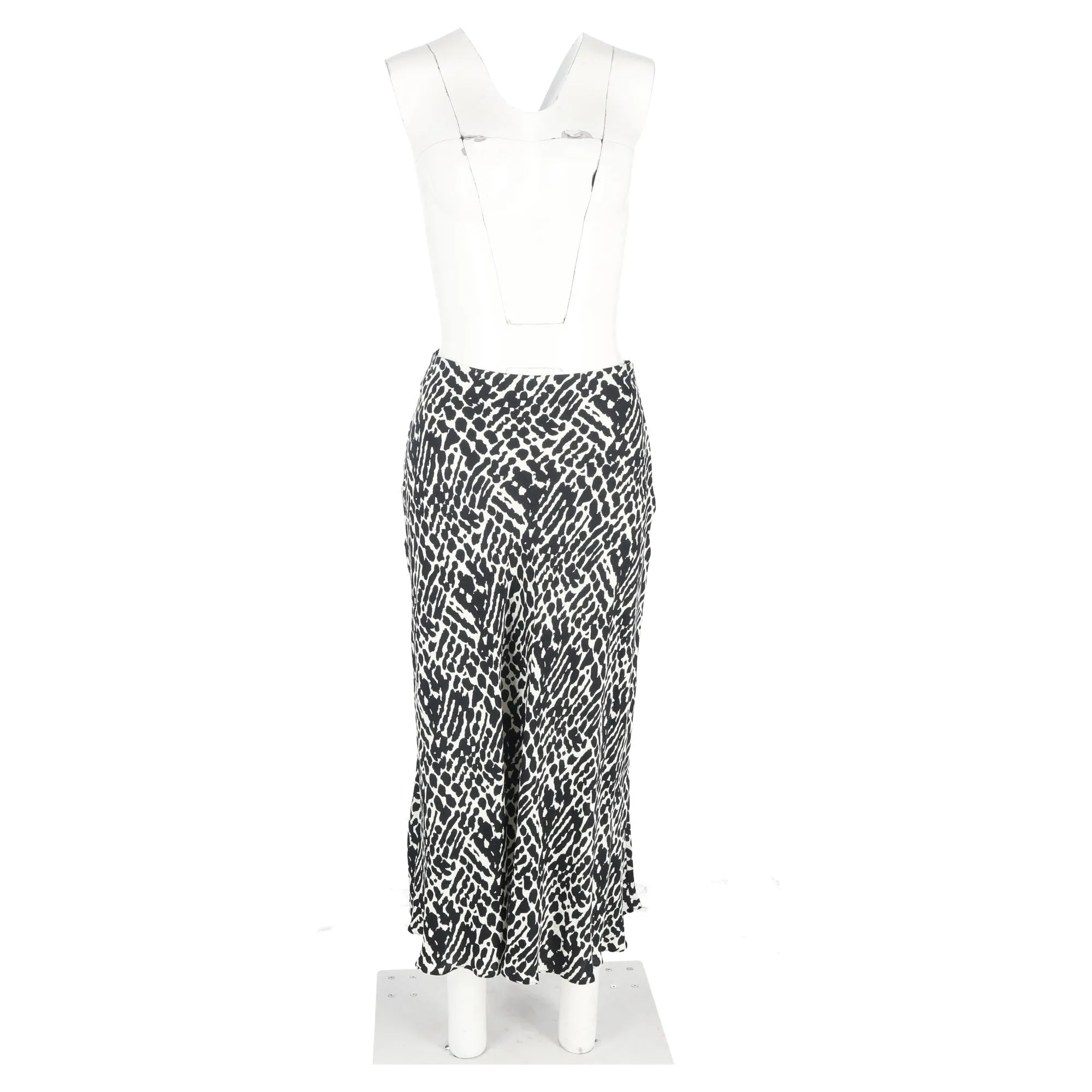 Ba&Sh Oddy Printed Midi Skirt in Black and White Viscose