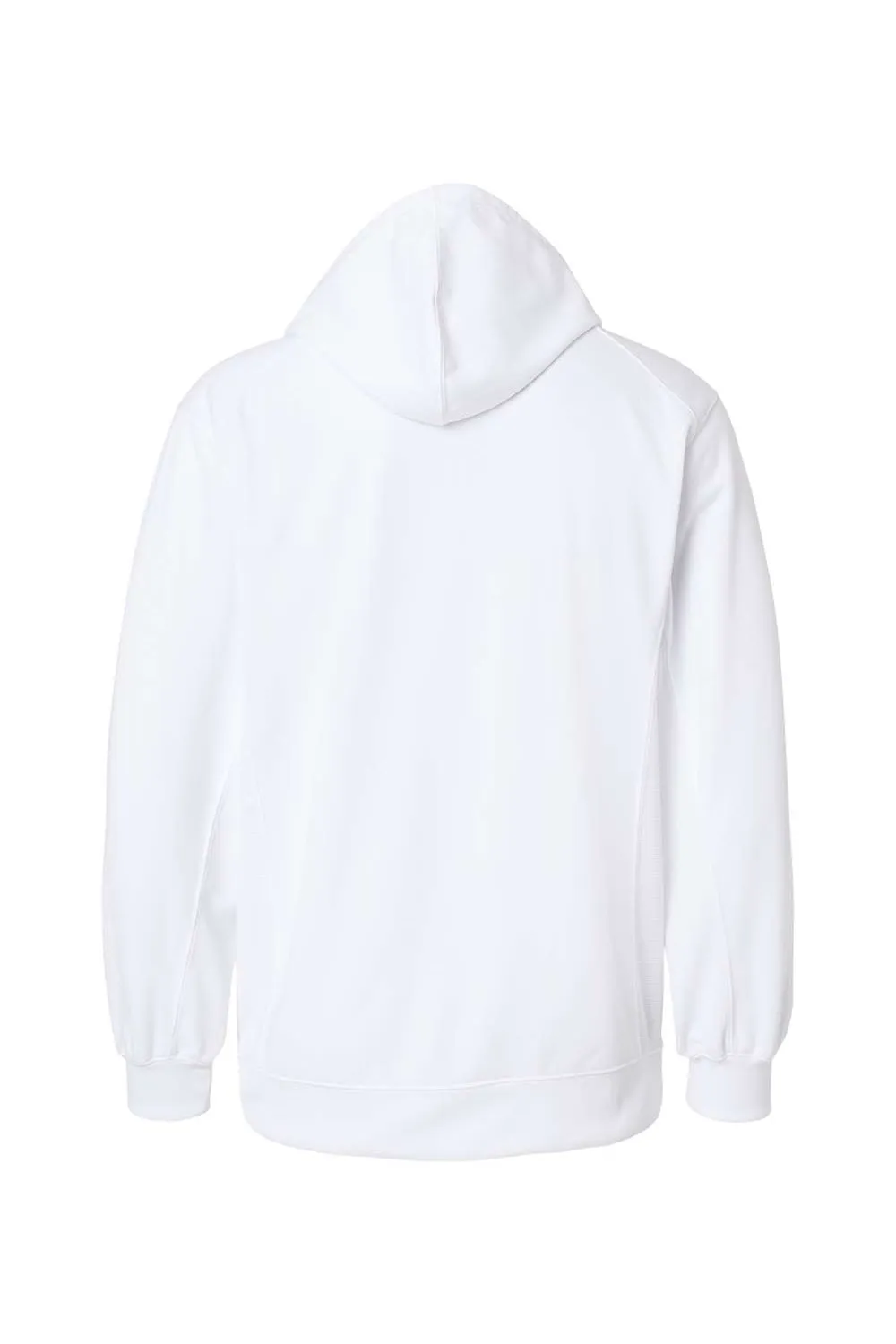 Badger Mens Performance Moisture Wicking Fleece Hooded Sweatshirt Hoodie w/ Pouch Pocket - White