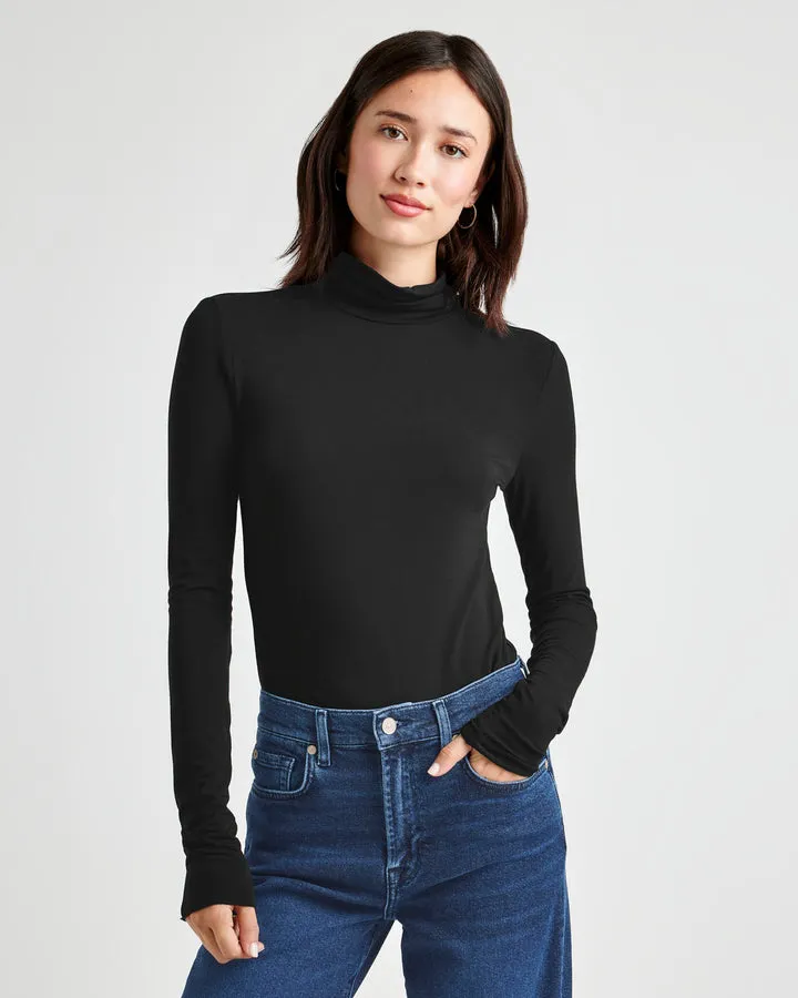 Bamboo Long Sleeve Turtleneck in Black