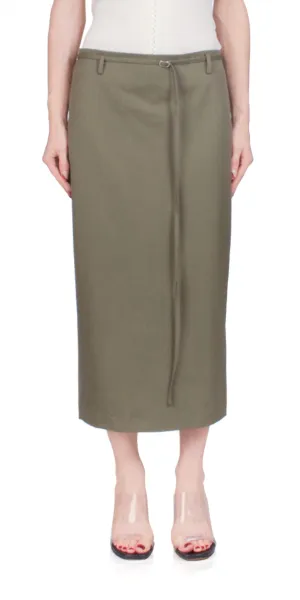 Belted Pencil Skirt In Kelp