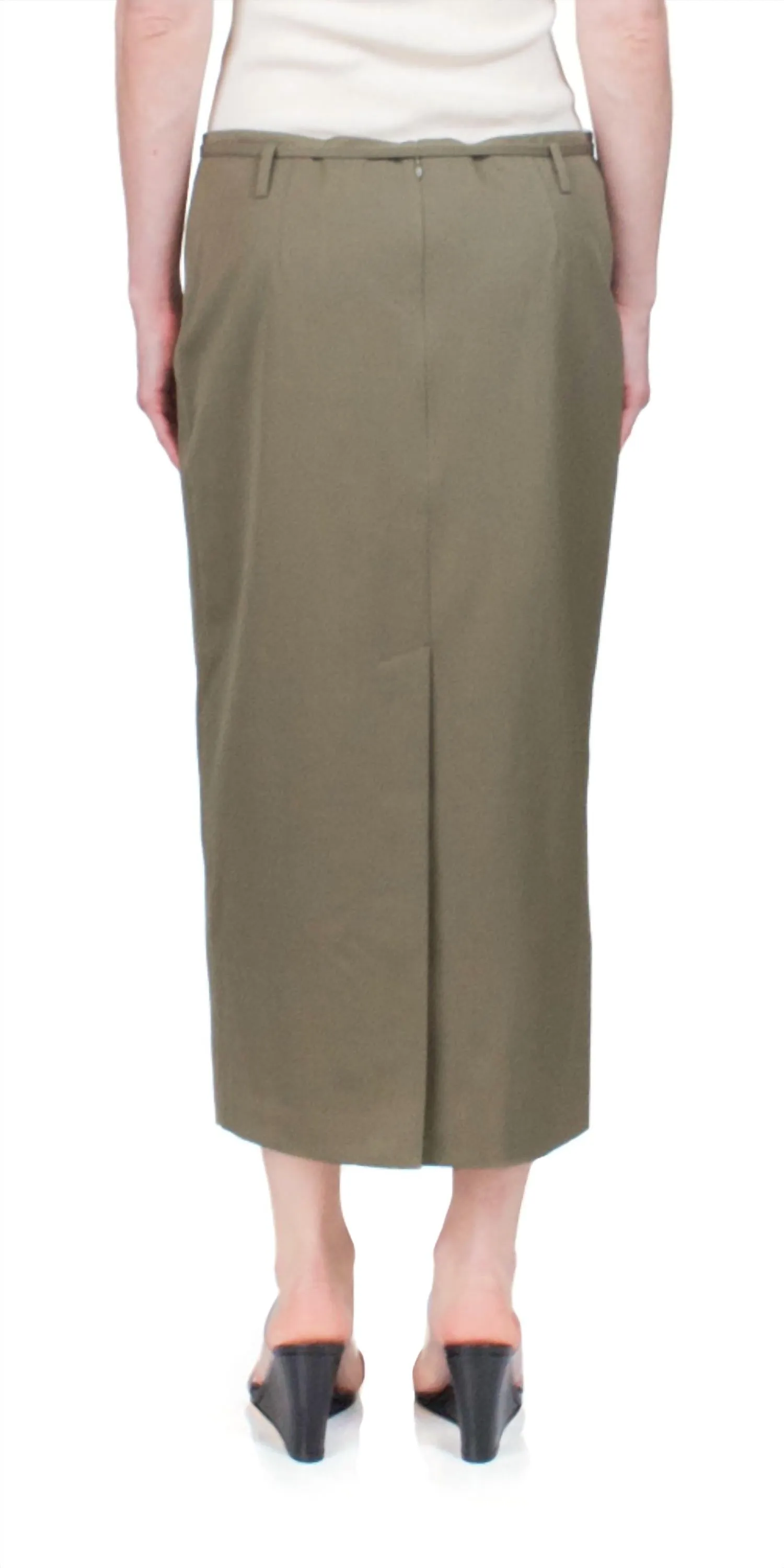 Belted Pencil Skirt In Kelp