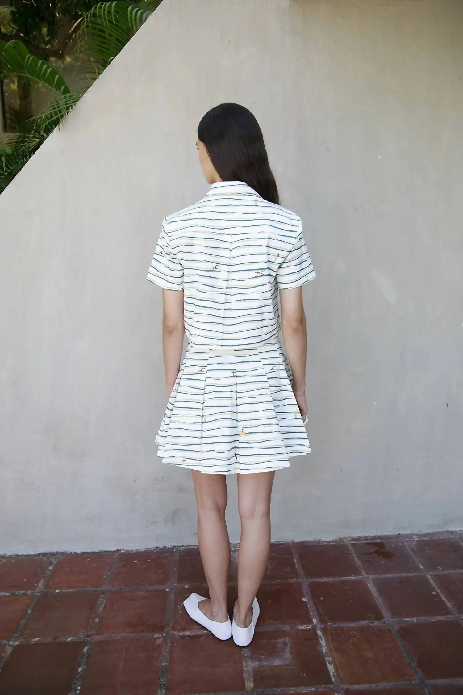 Biondi Mini Skirt In White/green