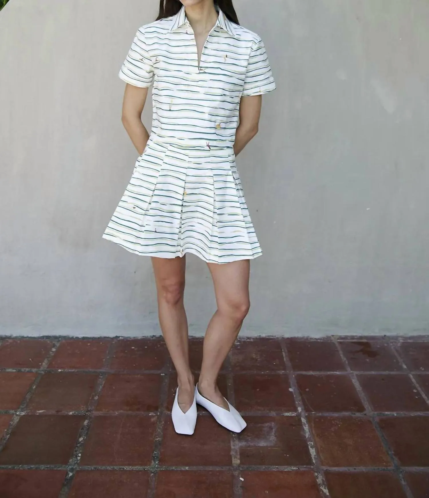 Biondi Mini Skirt In White/green