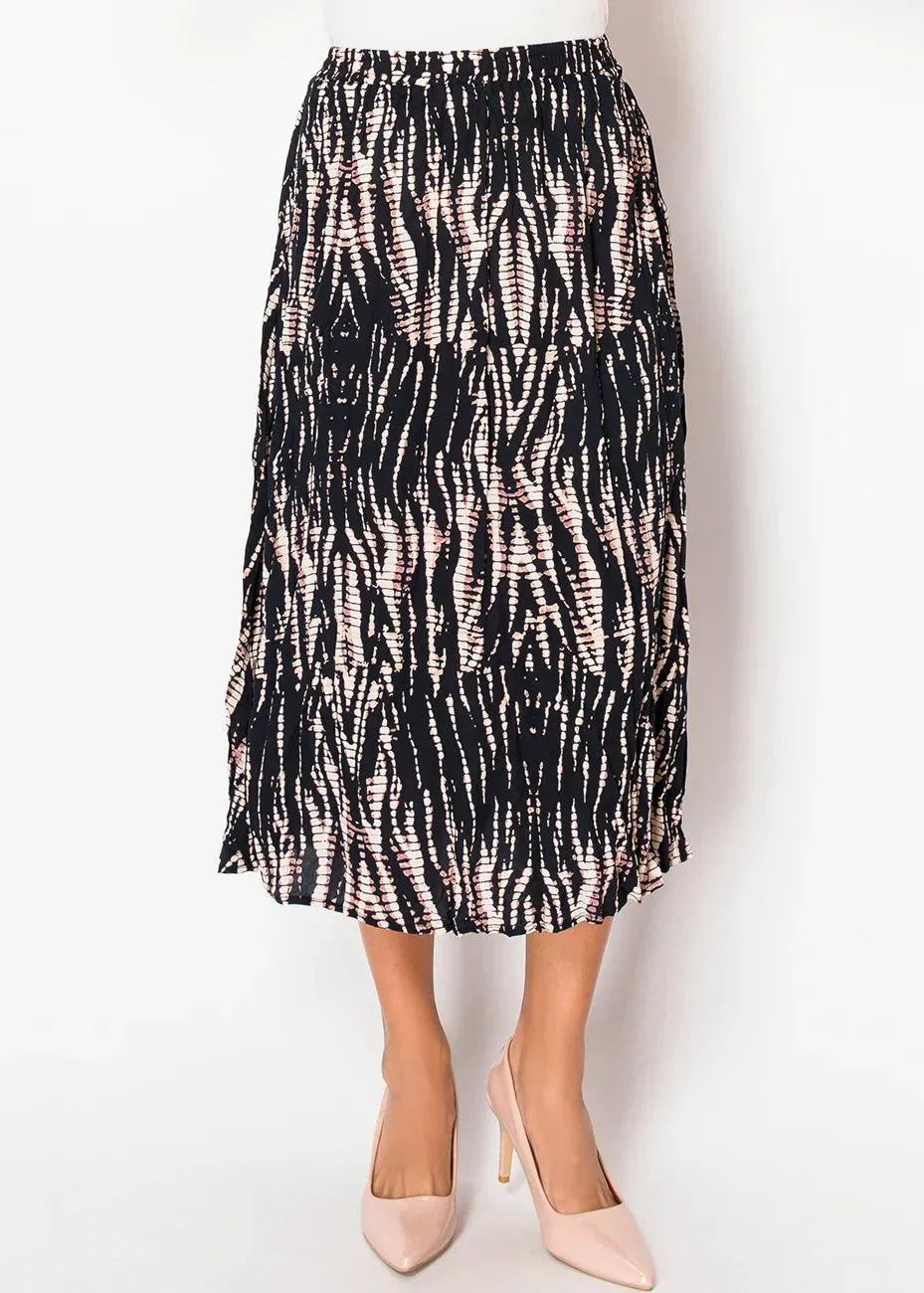 Black & Blush Midi Skirt