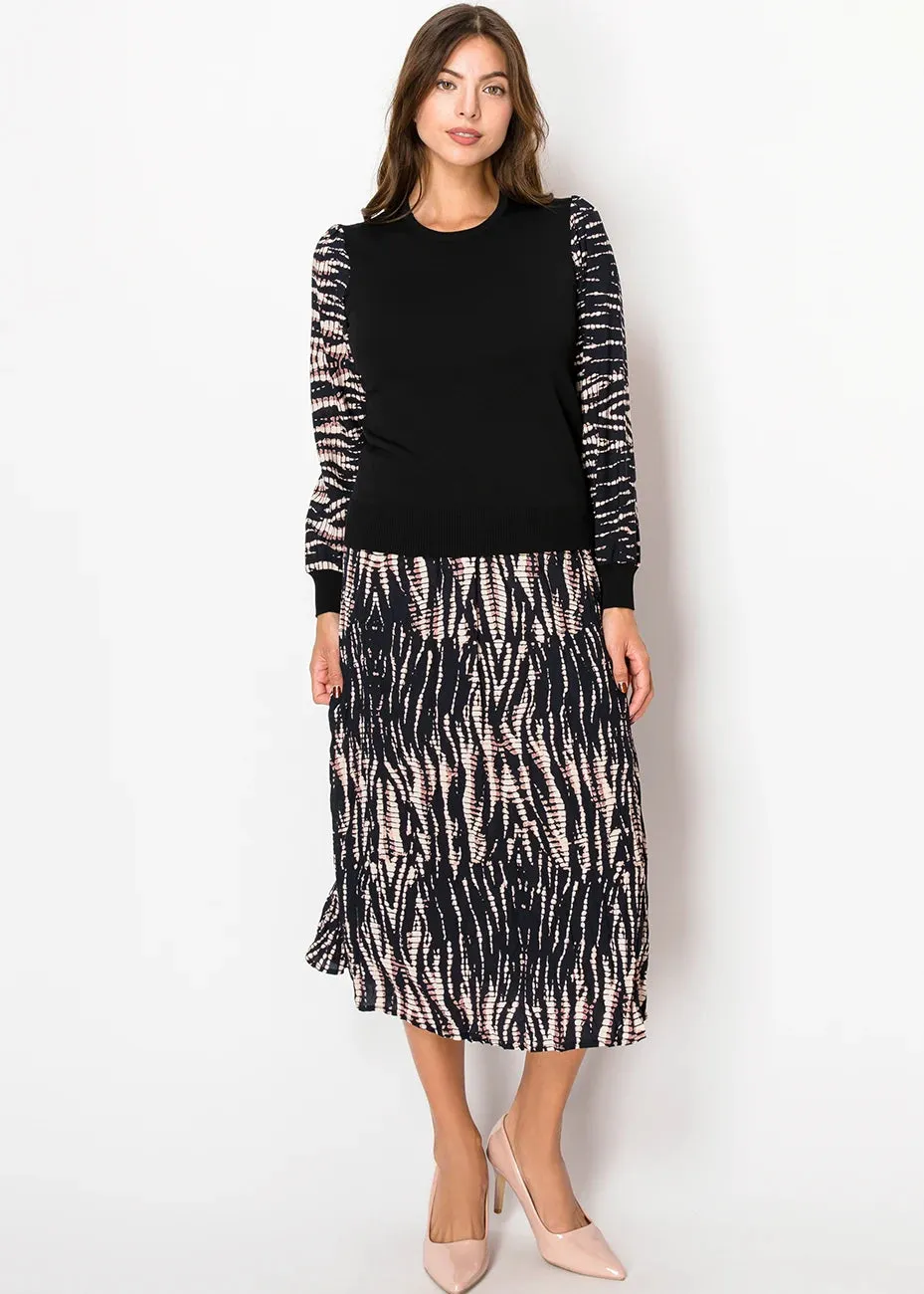 Black & Blush Midi Skirt
