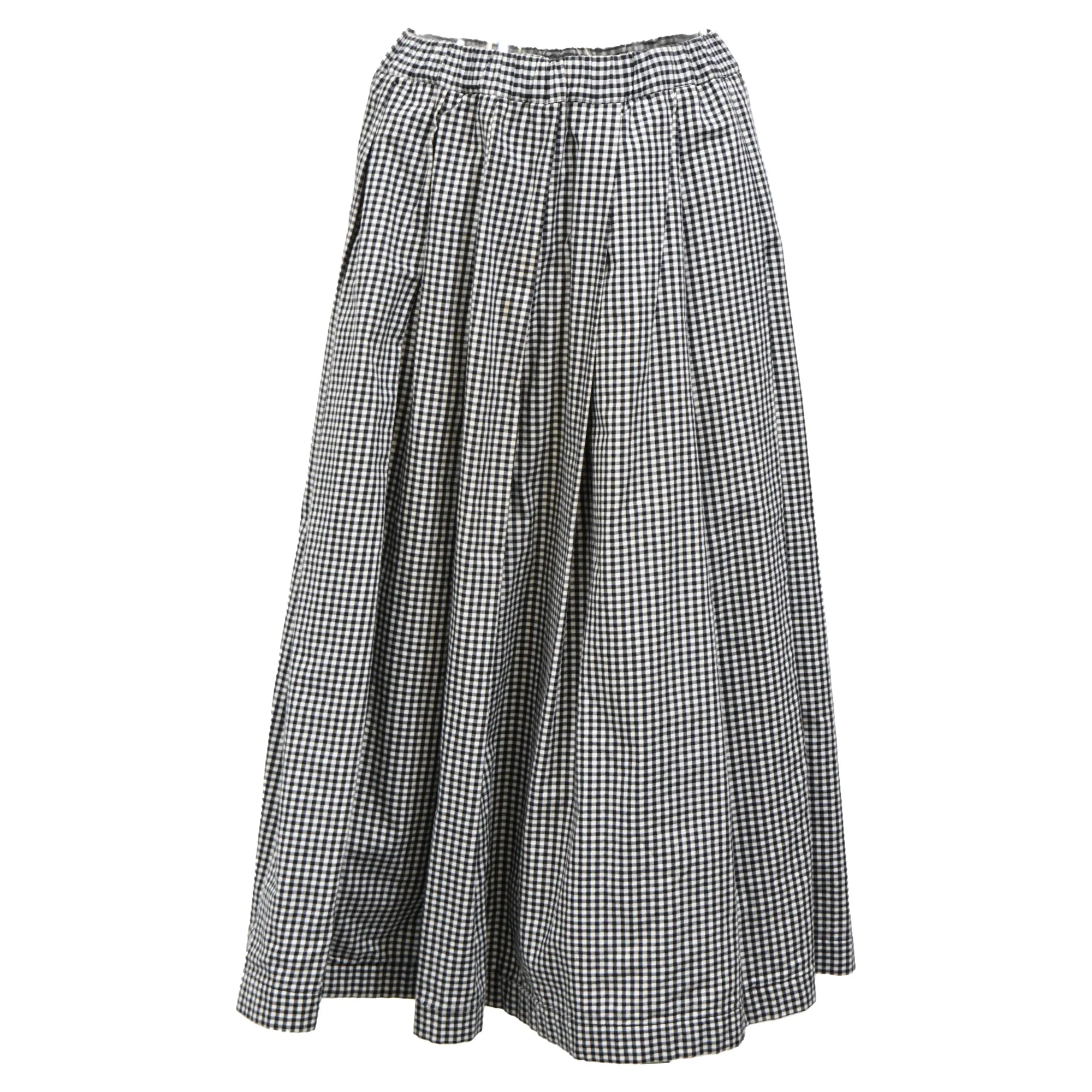 Black Comme Des Gar?ons Gingham Midi Skirt in Black Cotton