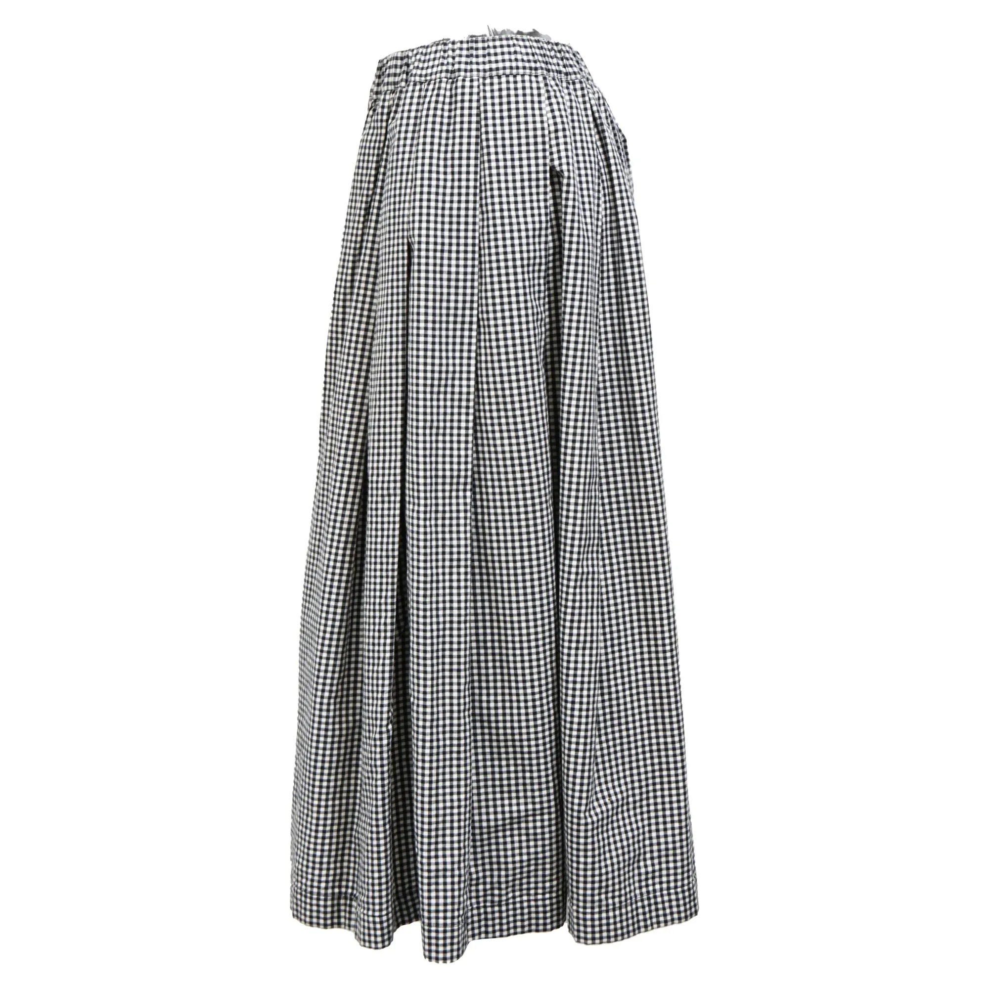 Black Comme Des Gar?ons Gingham Midi Skirt in Black Cotton