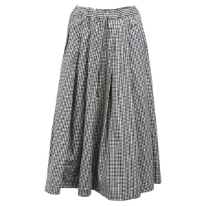 Black Comme Des Gar?ons Gingham Midi Skirt in Black Cotton