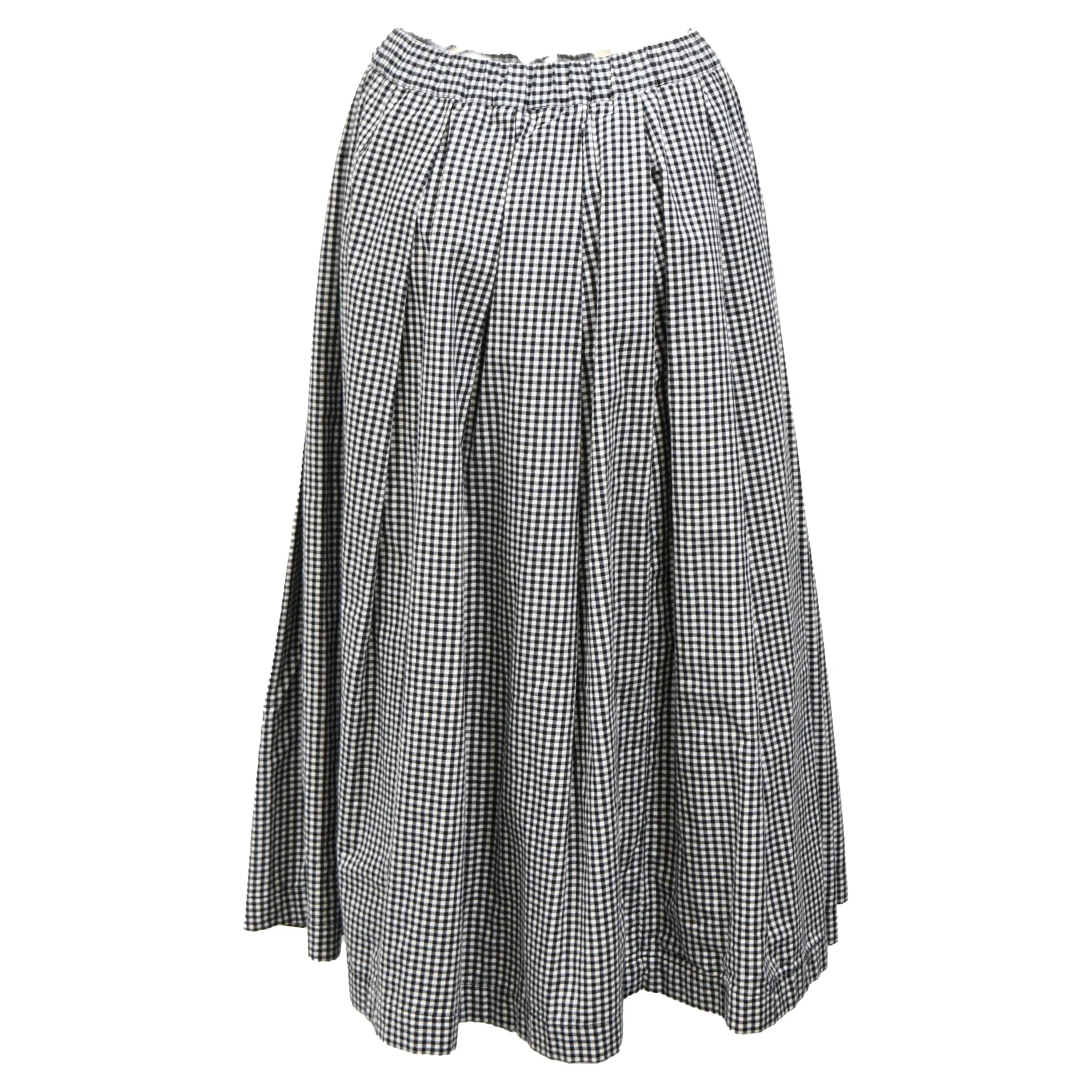 Black Comme Des Gar?ons Gingham Midi Skirt in Black Cotton