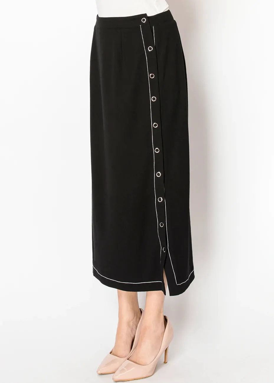 Black Skirt with Contrast Stitching & Eyelets