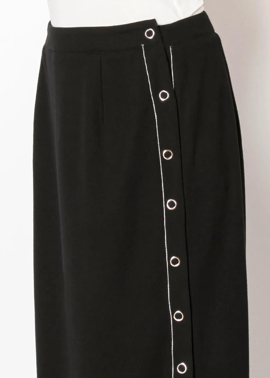 Black Skirt with Contrast Stitching & Eyelets