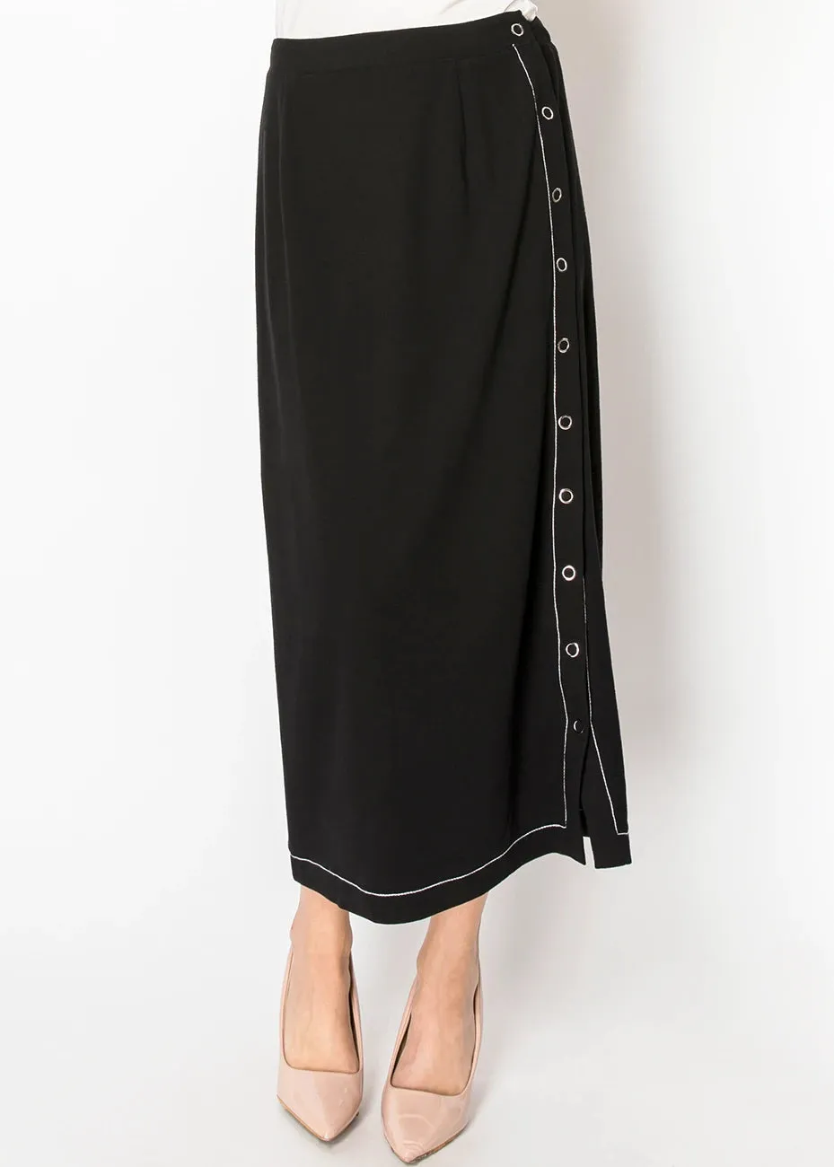 Black Skirt with Contrast Stitching & Eyelets