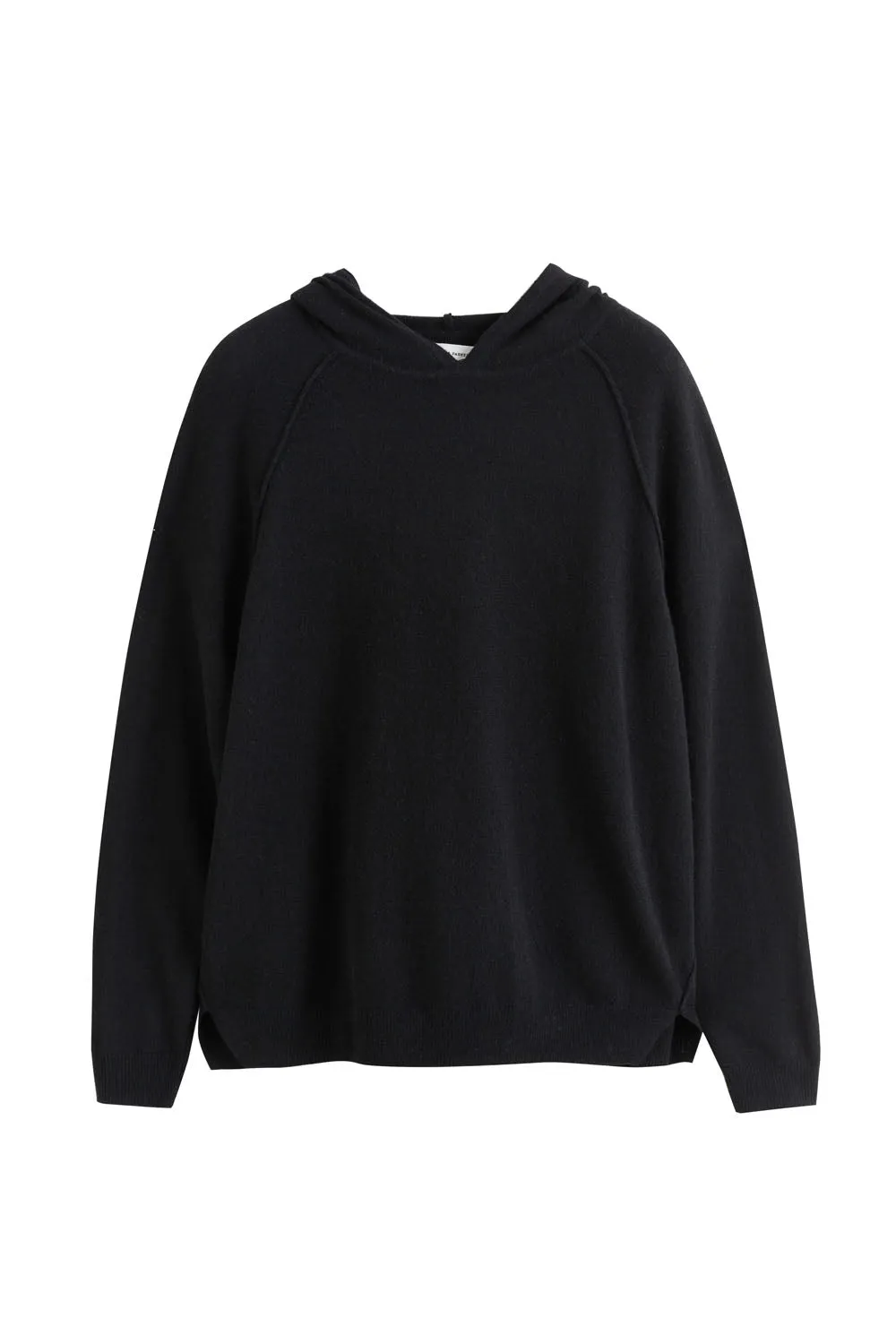 Black Wool-Cashmere Boxy Hoodie