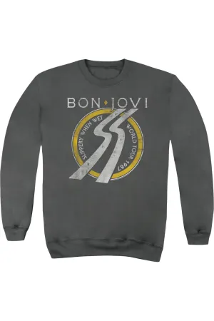 Bon Jovi Slippery When Wet World Tour Adult Crewneck Sweatshirt