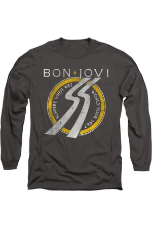 Bon Jovi Slippery When Wet World Tour Long Sleeve Adult Tee / T-Shirt
