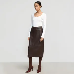 Briony Back Split-Hem Vegan Leather Skirt