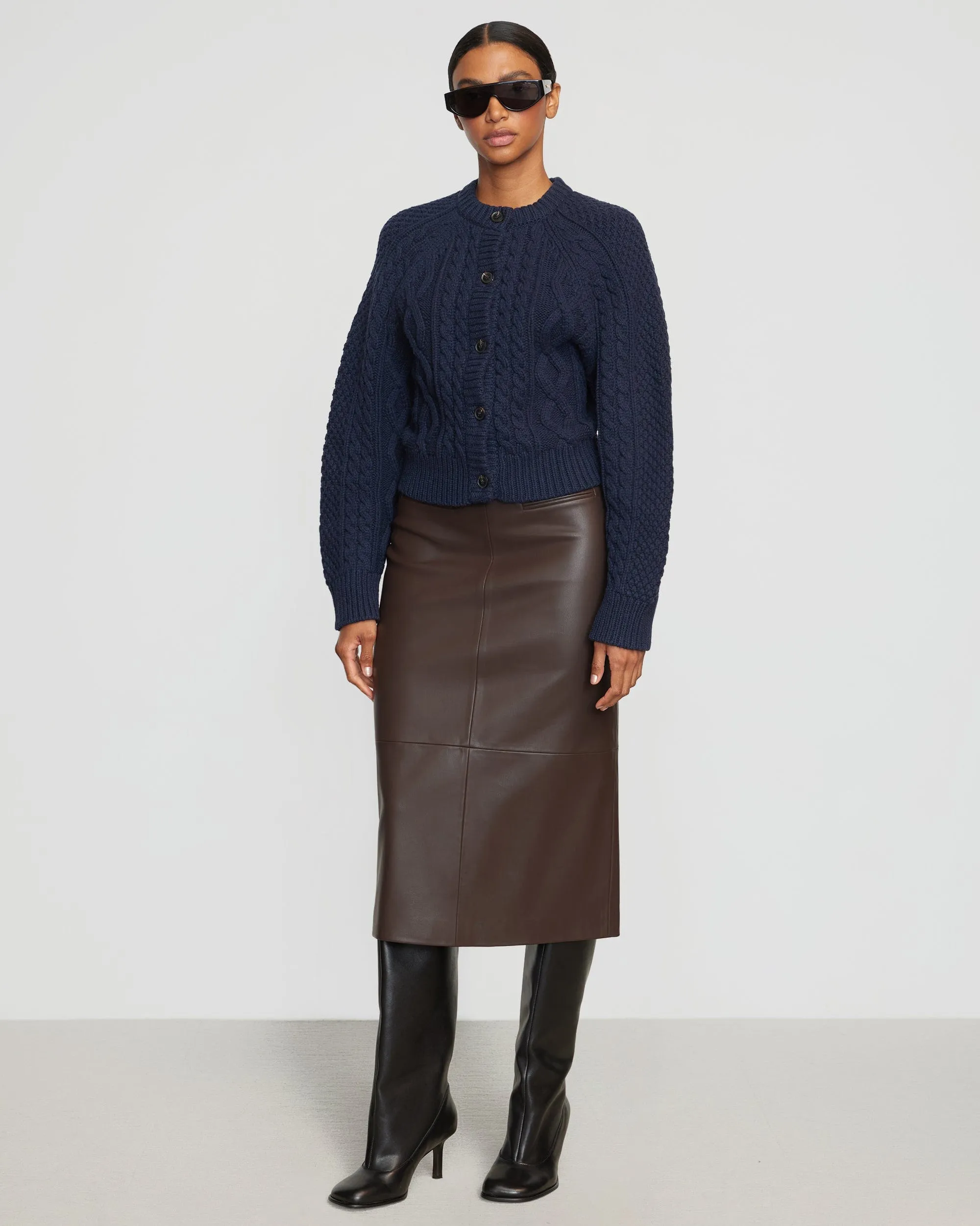 Briony Back Split-Hem Vegan Leather Skirt
