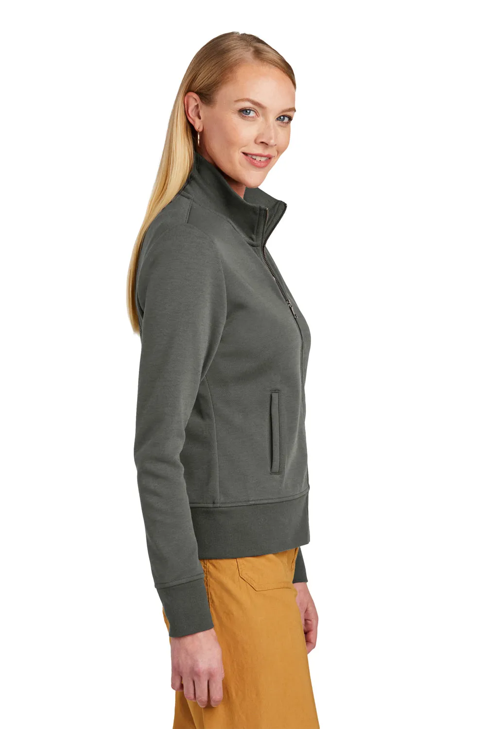 Brooks Brothers Womens Double Knit Full Zip Sweatshirt w/ Pockets - Windsor Grey