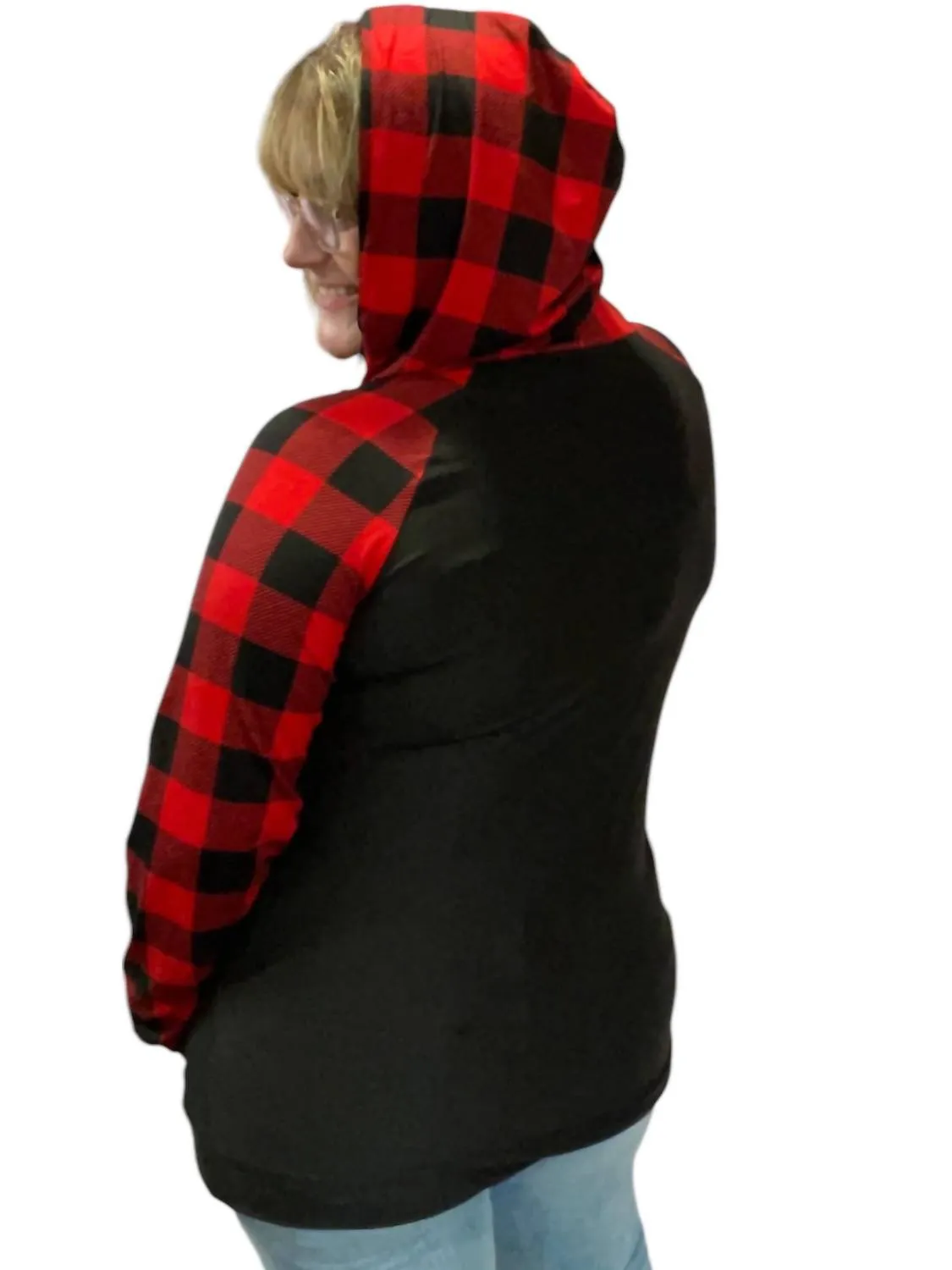 Buffalo Half Zip Hoodie In Black/red